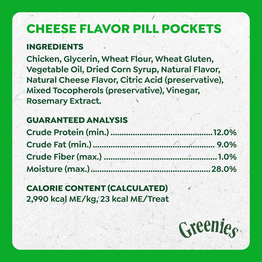 Pill Pockets Cheese Flavor Capsule Size Soft Treats for Dogs, 7.9 Oz Pouch (30 Treats)