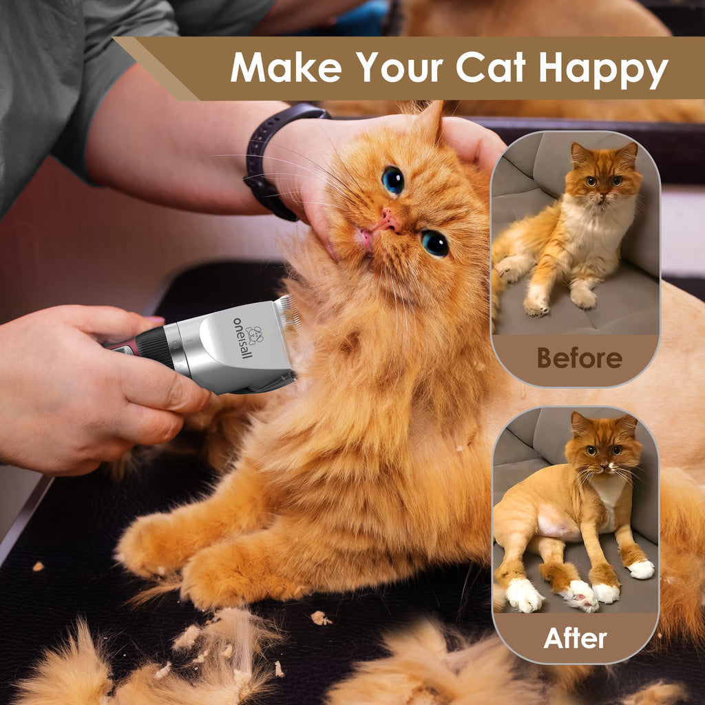 C6 Cat Clippers for Grooming, Low Noise Cat Grooming Kit, Cordless Dog Clippers/Cat Hair Trimmer, Red