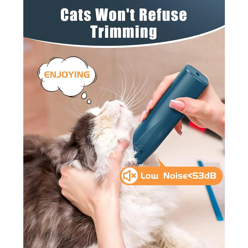 LGL006 Cat Grooming Clippers, Cordless Quiet Cat Clippers for Cat Matted Hair, IPX7 Waterproof Small Pet Hair Clippers with 2 Guide Combs & Storage Bag, Pet Shaver for Grooming - Navy Blue
