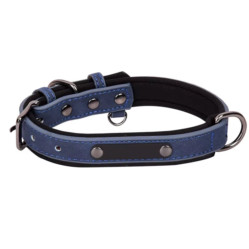 Factory Direct Sales Retro Leather Dog Leash with Breathable Dog Collar Contrast Color Solid Pattern Space Cotton Pet Lettering