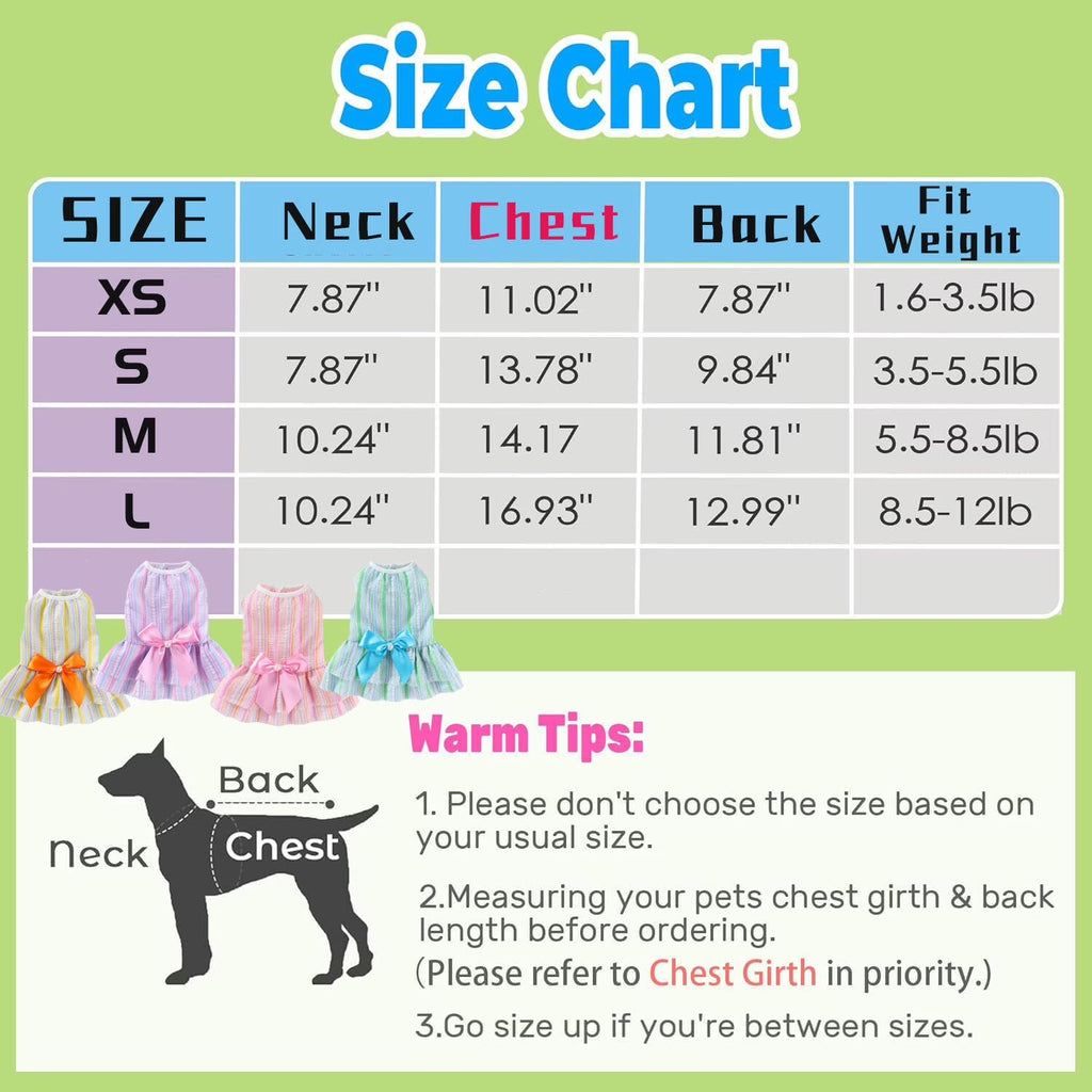 4 Pack Dog Dresses for Small Dogs Girl, Cute Summer Puppy Clothes, Pet Dog Princess Dress with Sweet Bowknot, Doggie Outfits for Yorkie Chihuahua Cat Small Pets XS