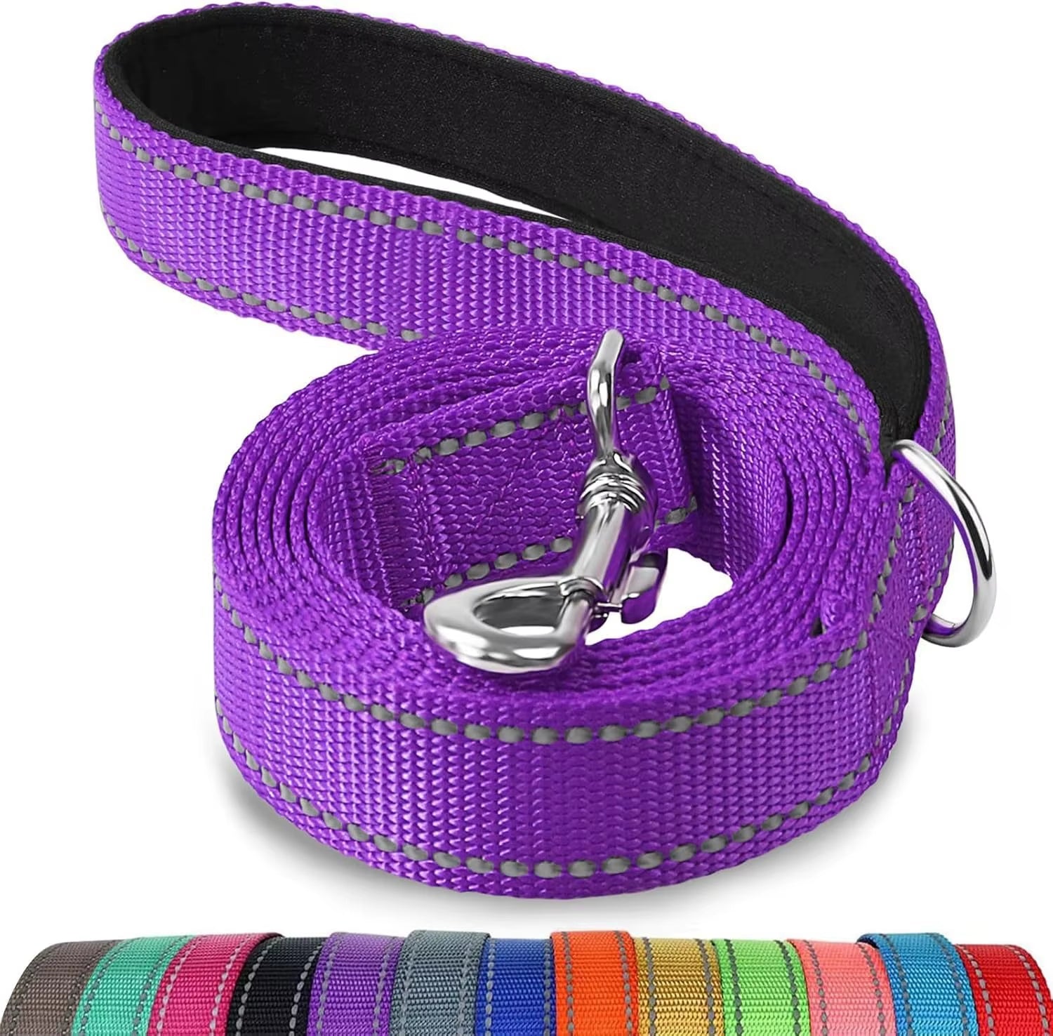 Double-Sided Reflective Dog Leash 6 FT/5 FT/4 FT Padded Handle Nylon Heavy Duty Leashes for Medium & Large Dogs Walking