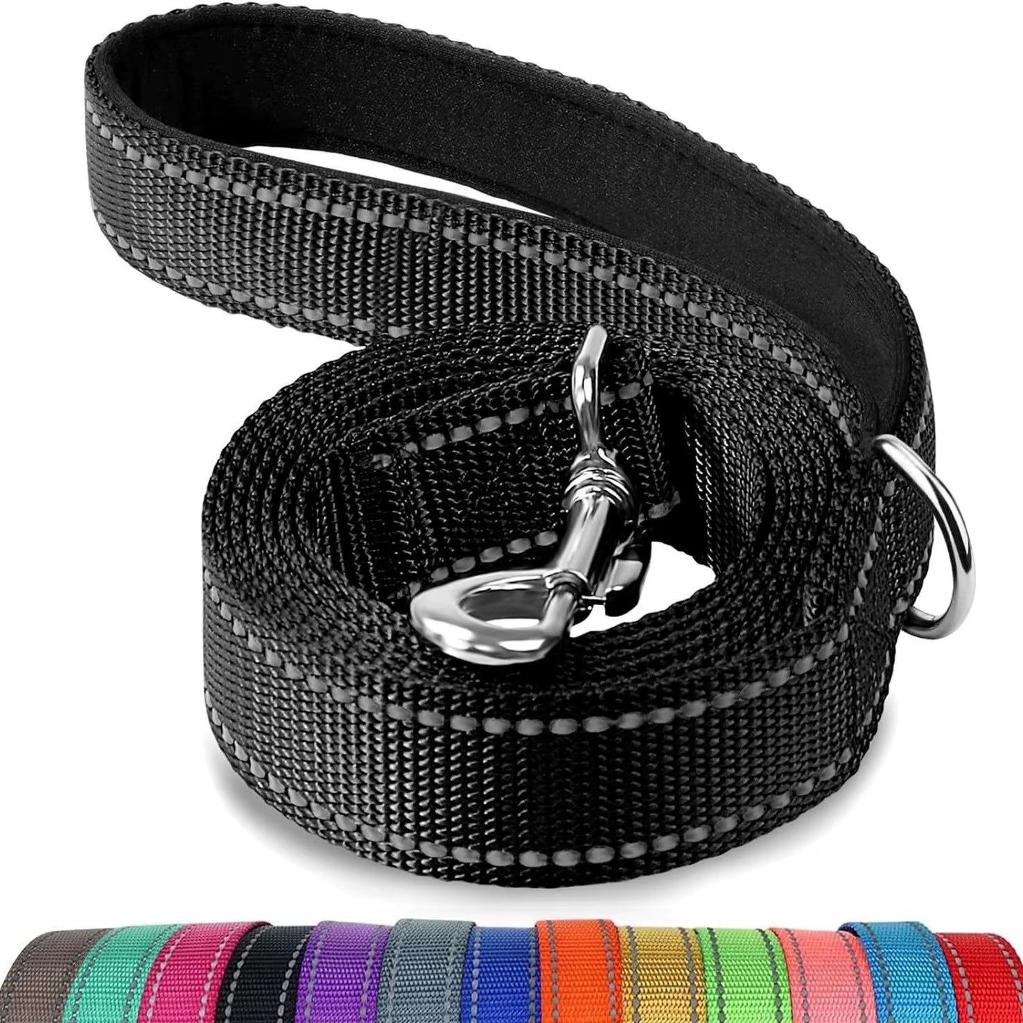 Double-Sided Reflective Dog Leash 6 FT/5 FT/4 FT Padded Handle Nylon Heavy Duty Leashes for Medium & Large Dogs Walking