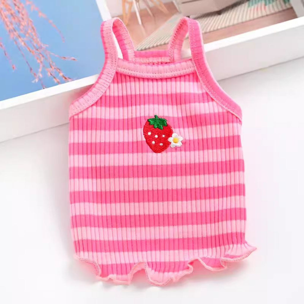 Adorable Pet Clothes for Cats & Small Dogs - Charming Spring & Autumn Wear Embroidered Striped Vest