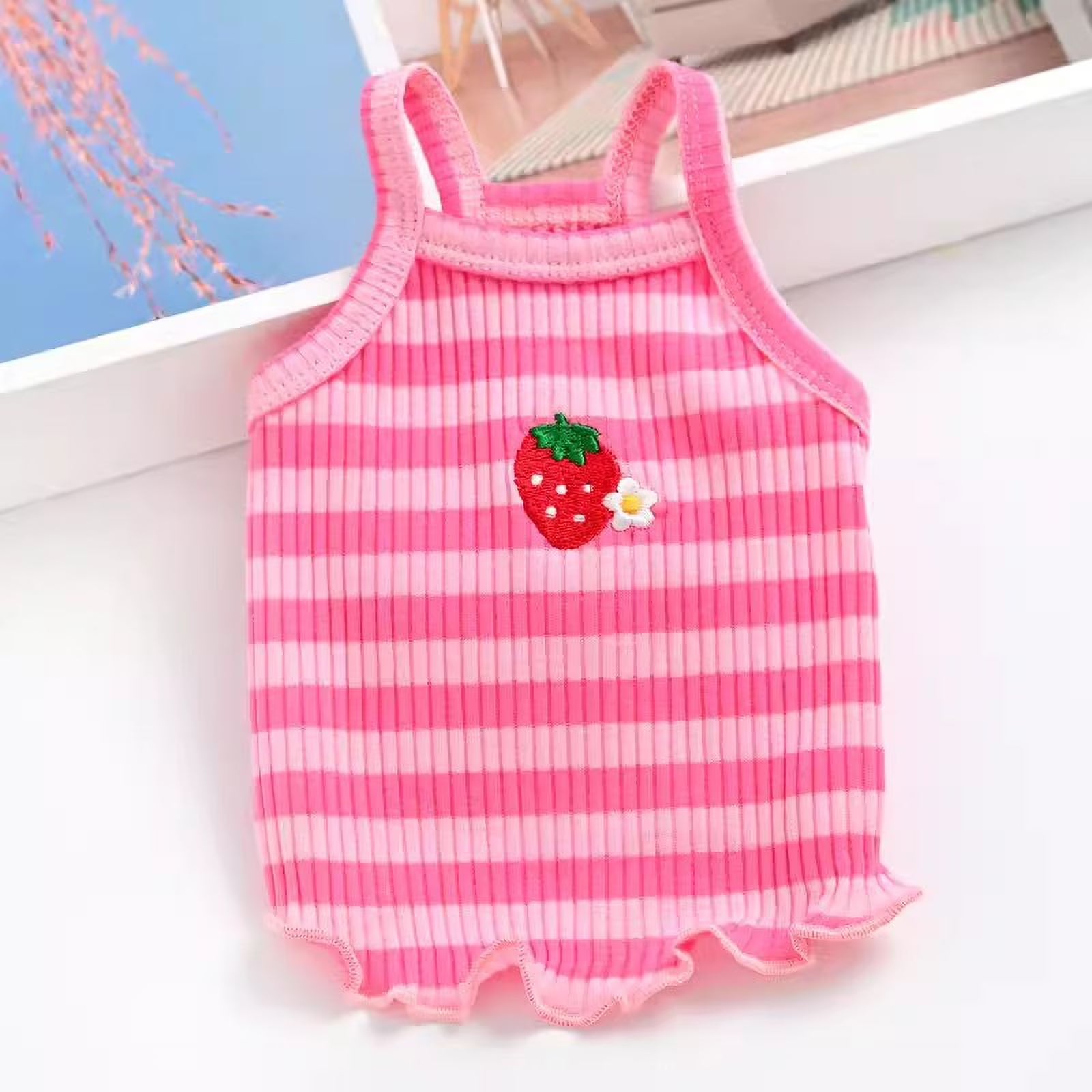 Adorable Pet Clothes for Cats & Small Dogs - Charming Spring & Autumn Wear Embroidered Striped Vest