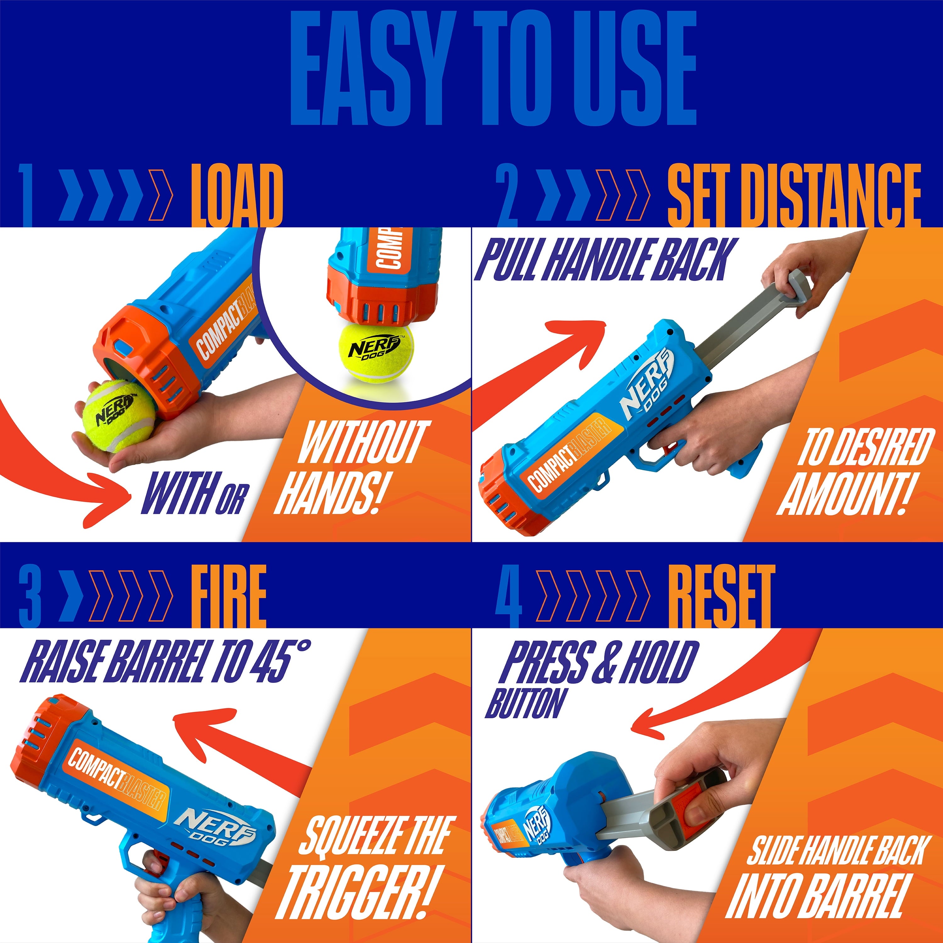 Compact Blaster Tennis Ball Launcher for Dogs with 2 Balls, 12 Inch