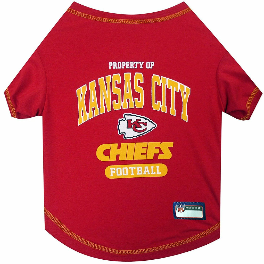 NFL Kansas City Chiefs Pet T-Shirt. Licensed, Wrinkle-Free, Tee Shirt for Dogs/Cats. Football Shirt