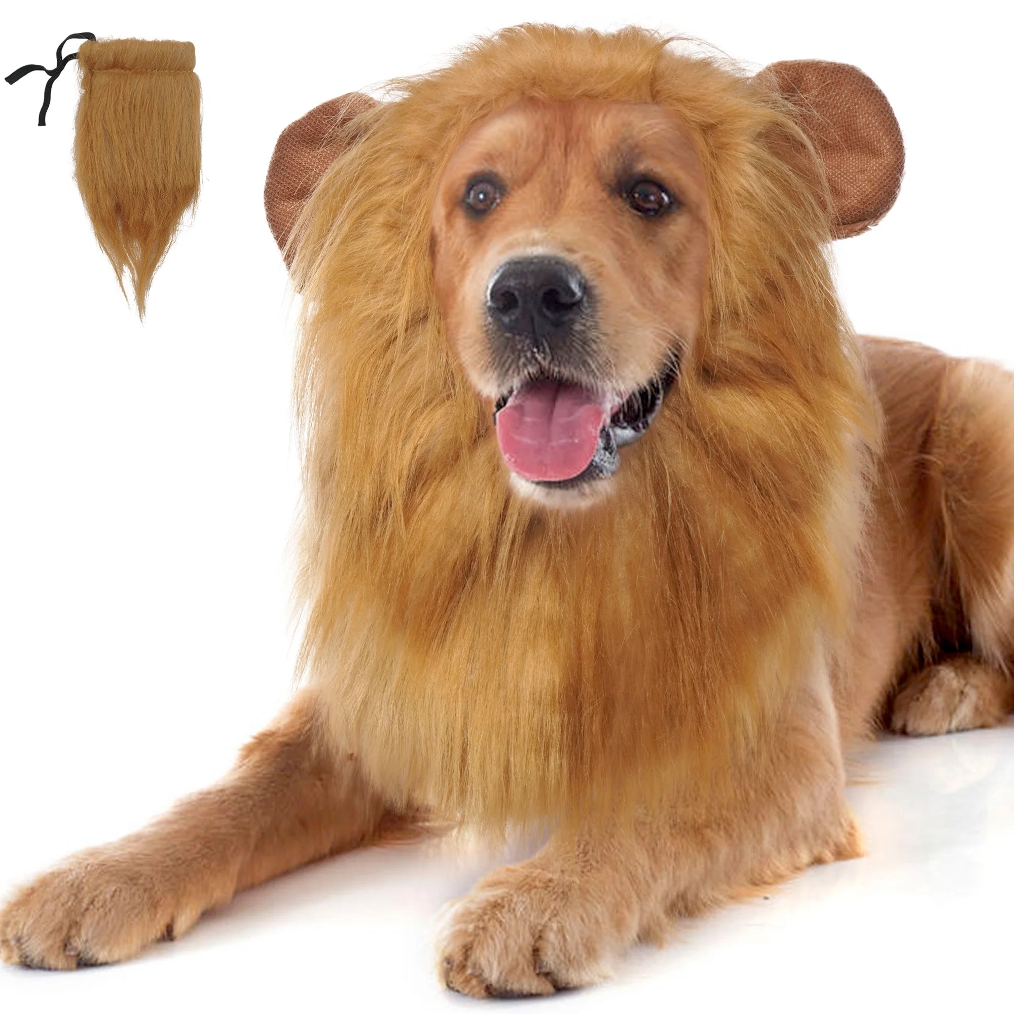 Large Dog Lion Mane with Tail Halloween Dog Costumes Fits Neck Size 13- 29.13 Inch Funny Accessories for Holidays
