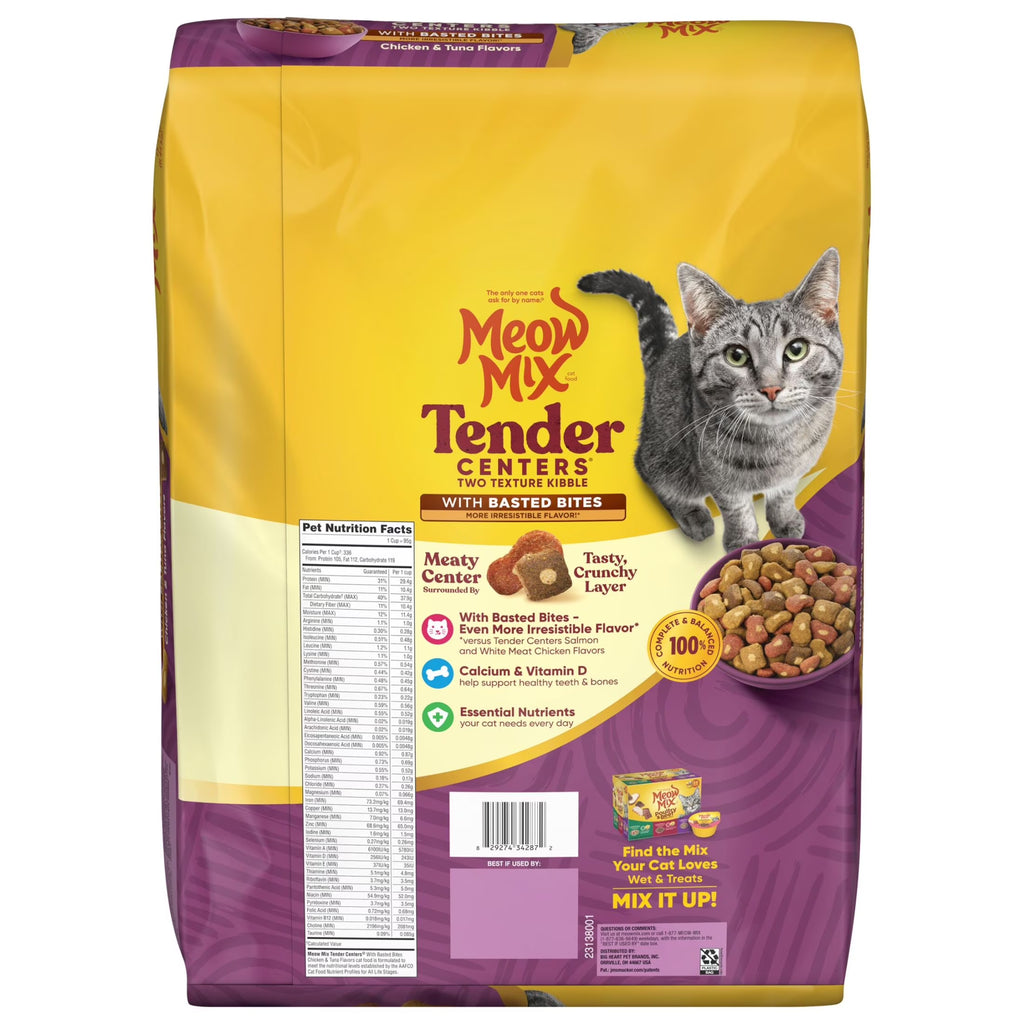 Tender Centers Dry Cat Food with Basted Bites, Chicken & Tuna Flavors, 14.2 Lb Bag