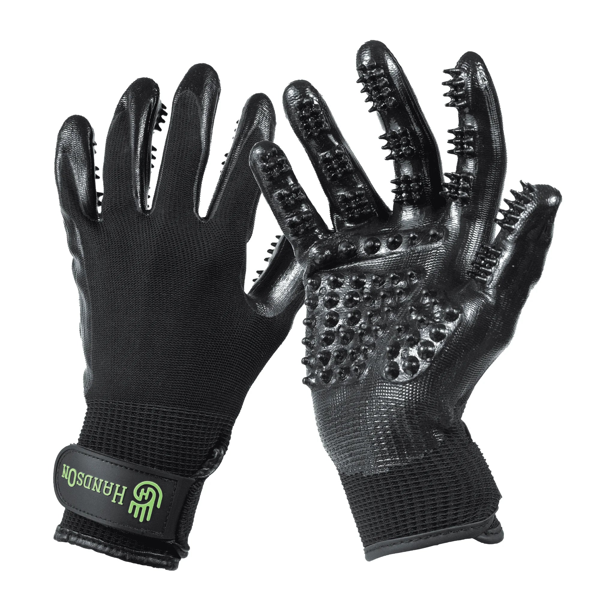 Pet Grooming Gloves - Shedding, Bathing, & Daily Grooming Gloves - Gentle Brush for Cats, Dogs, and Horses, Black Large