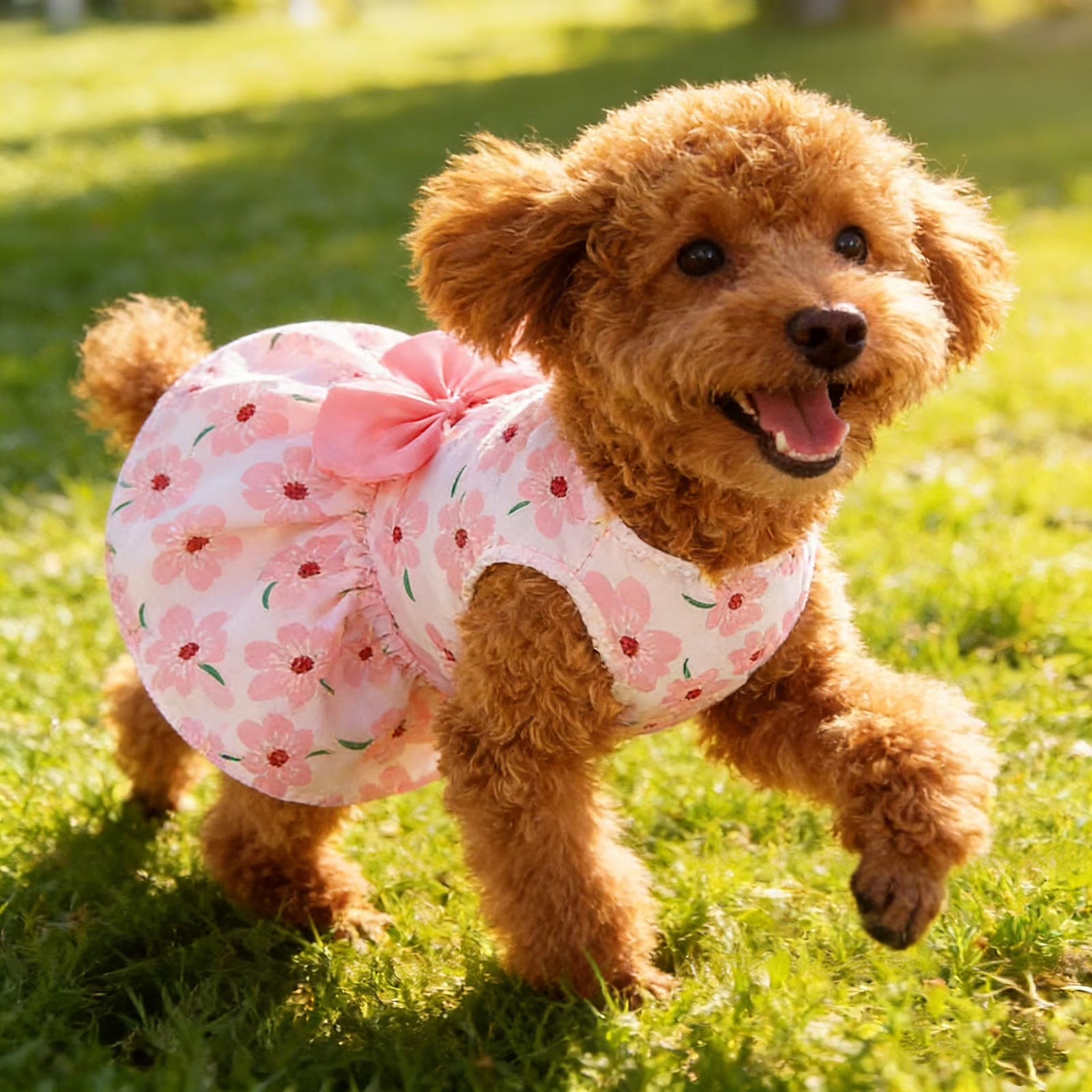Cute Floral Dog Dress Summer Pet Skirt, Lightweight Breathable Vest Style Pet Dress, Non-Restrictive Comfortable Summer Pet Clothes for Small Medium Dogs & Cats Indoor & Outdoor Wear(Pink,Xxl)