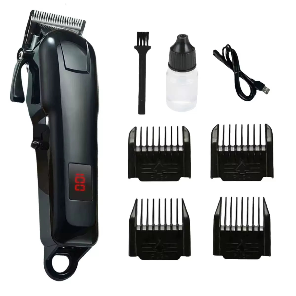 Rechargeable Low Noise Stainless Steel Dog Grooming Kit with LCD Display - Waterproof & Fast Charging for Small Breeds