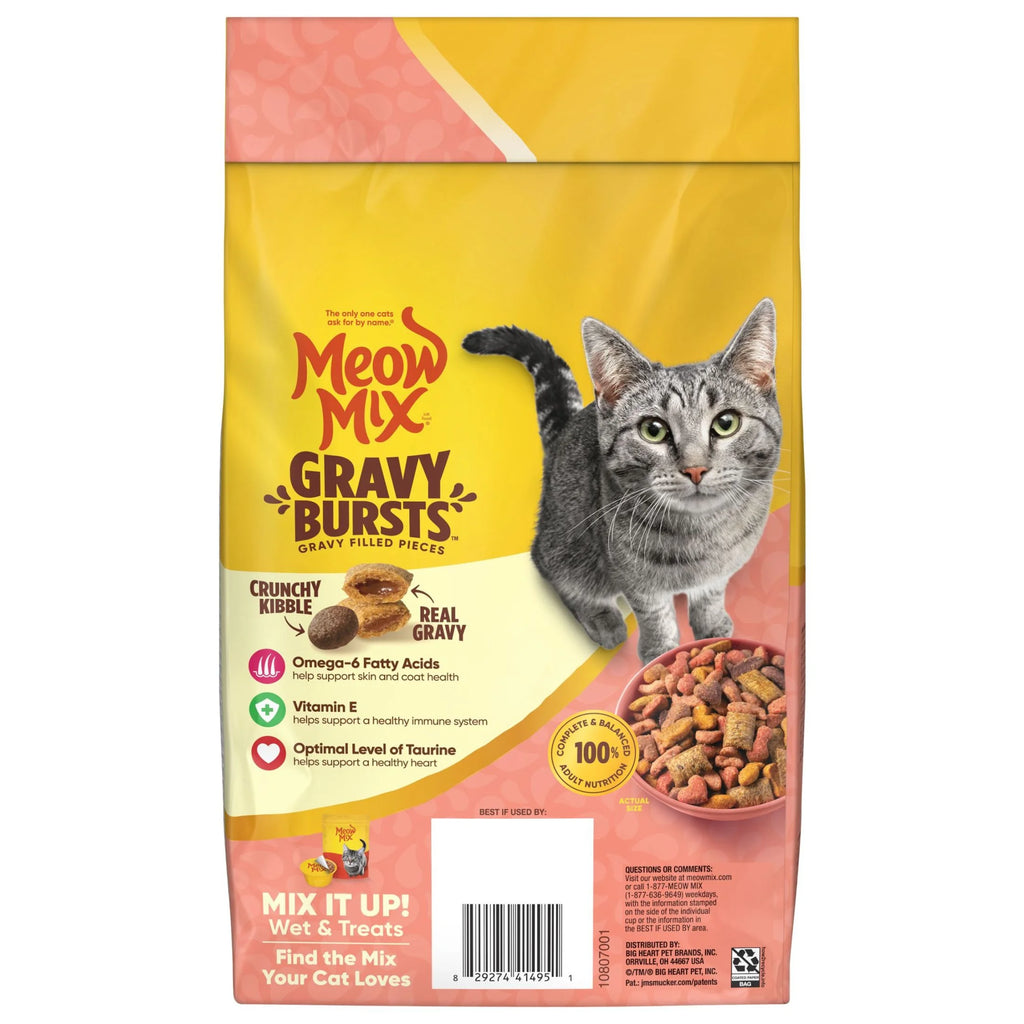 Gravy Bursts, Savory Salmon Flavor Kibble Mix, Gravy Filled Dry Cat Food, 3 Lb. Bag