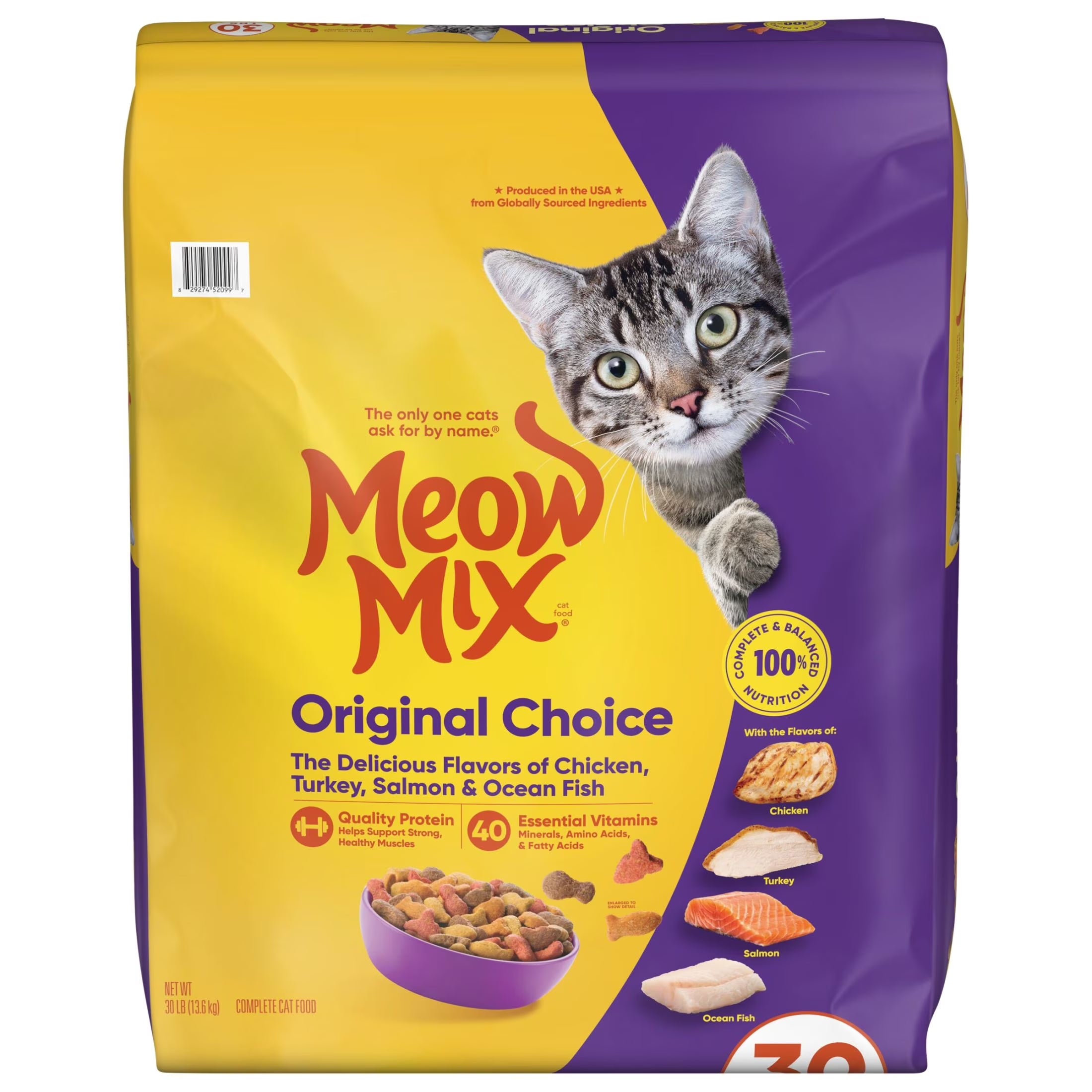 Original Choice Dry Cat Food, All Life Stages, Chicken, Turkey, Salmon & Ocean Fish Flavors, 30 Lb Bag