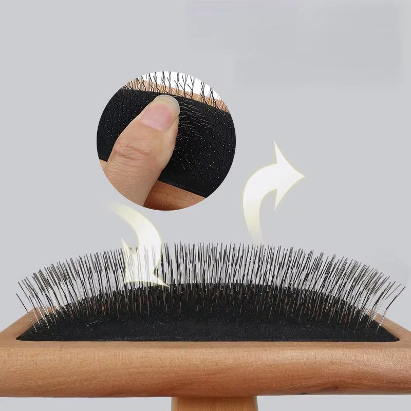 Professional Self-Cleaning Double-Sided Dog Slicker Brush - Low MOQ Wholesale Pet Grooming Tool for Cats and Long Hair Dogs