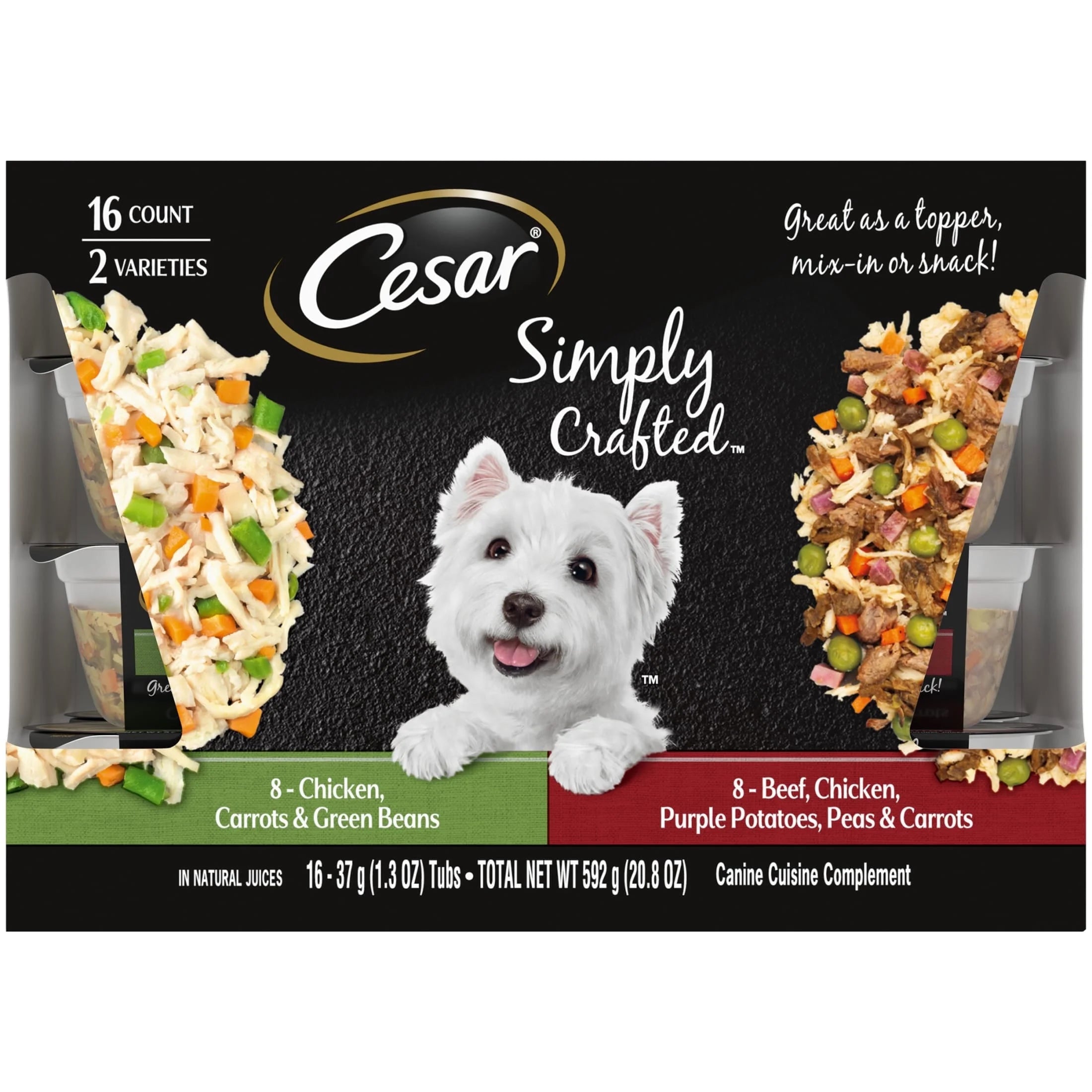 Simply Crafted Wet Dog Food Variety Pack, 1.3 Oz Tubs (16 Pack)