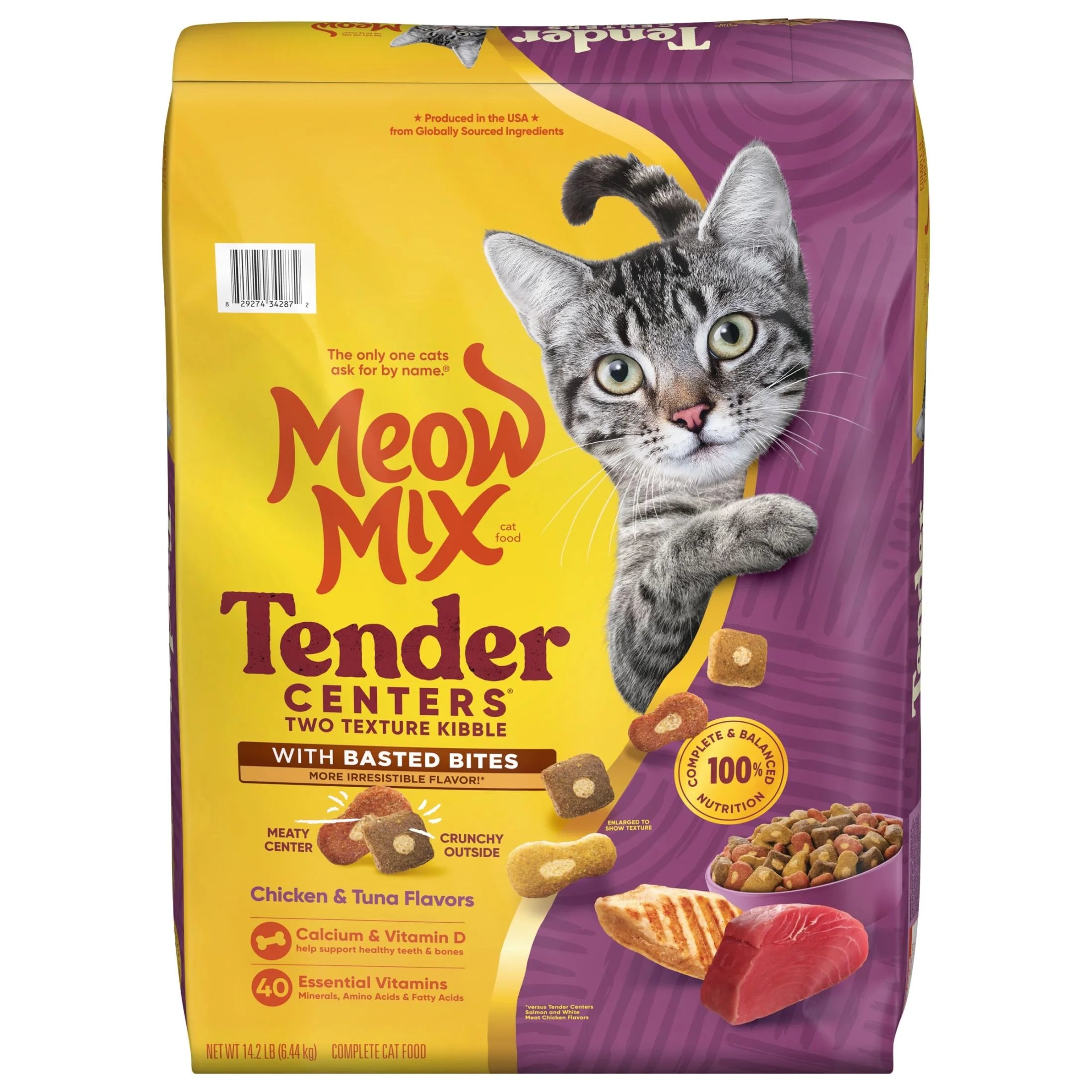 Tender Centers Dry Cat Food with Basted Bites, Chicken & Tuna Flavors, 14.2 Lb Bag