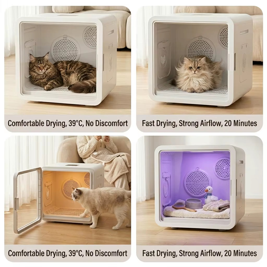 Customizable 64L Automatic Pet Drying Box with Overheat Protection and Transparent Door for Wholesalers