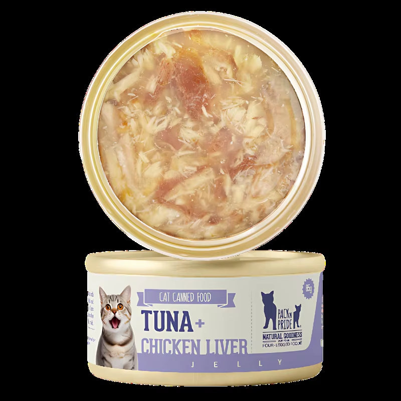 Multiflavor 85g Seafood Tuna and Chicken Liver Canned Wet Cat Food Snacks
