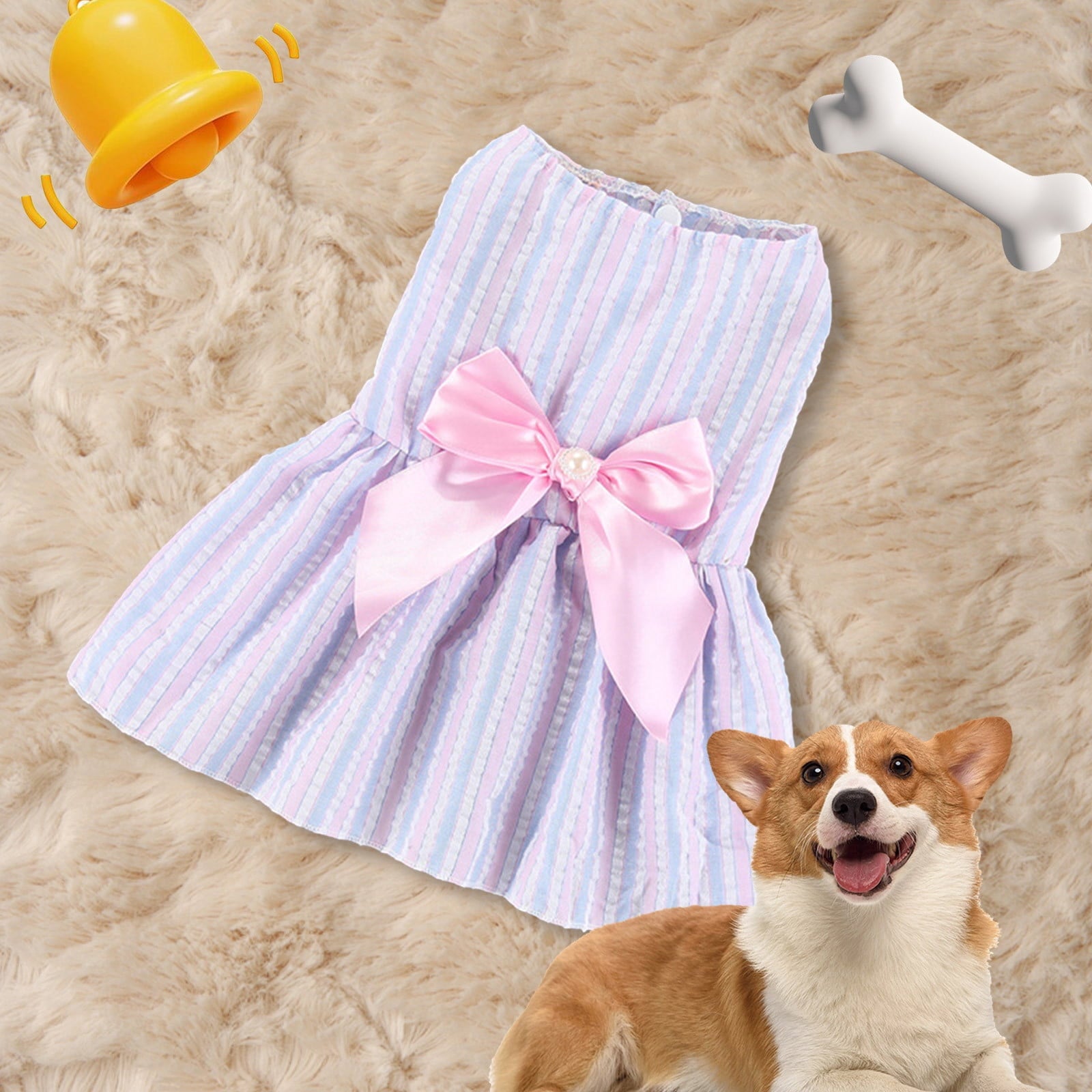 Dog Dresses for Small Medium Dogs Girl, (Blue, L)