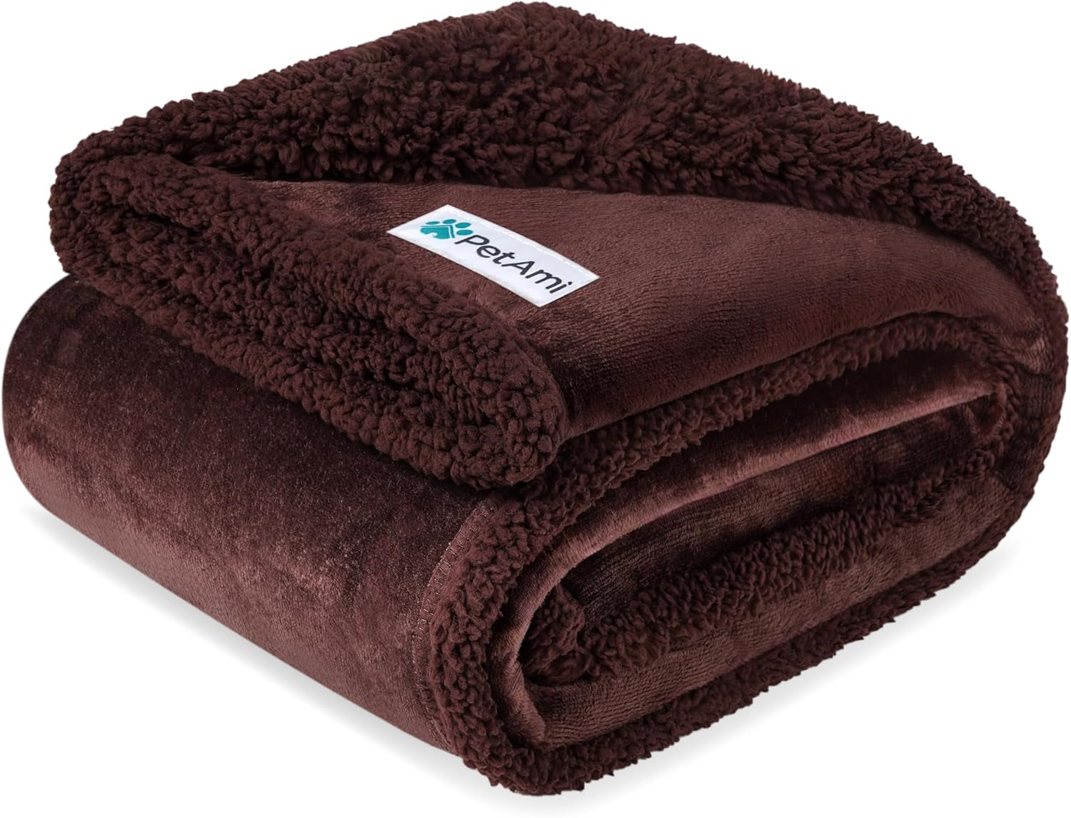 Waterproof Dog Blanket for Couch, Large 60X40, Pee Proof Sherpa Fleece Reversible Pet Throw, Furniture Protector for Bed Sofa Kennel, Soft Washable Cover for Medium Dogs Cats, Brown Sherpa