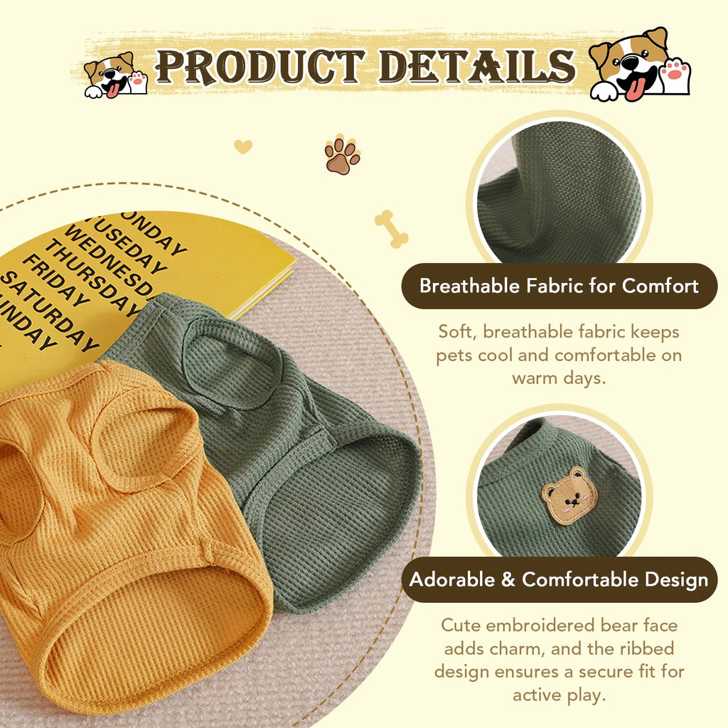 4-Piece Breathable Dog Shirts for Small & Medium Pets – Comfortable Spring Outfits for Puppies and Cats(Medium)