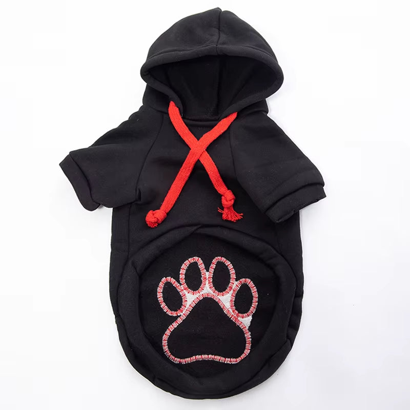 Cool Black Luxury Pet Clothing with Paw Print Design Washable Pet Clothes