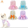 4 Pack Dog Dresses for Small Dogs Girl, Cute Summer Puppy Clothes, Pet Dog Princess Dress with Sweet Bowknot, Doggie Outfits for Yorkie Chihuahua Cat Small Pets XS