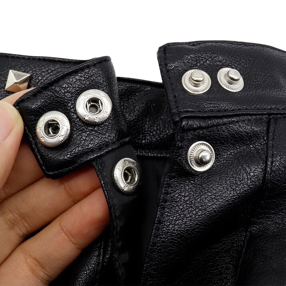 Fashion Small Cat Dog Jacket Black PU Leather Motorcycle Coat Outfit Clothes with Studs