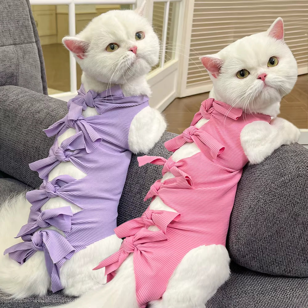 Pet Cat Spay Suit Breathable Anti-Lick Recovery Shirt Soft Post-Surgery Protective Clothing for Cats Medical Vest
