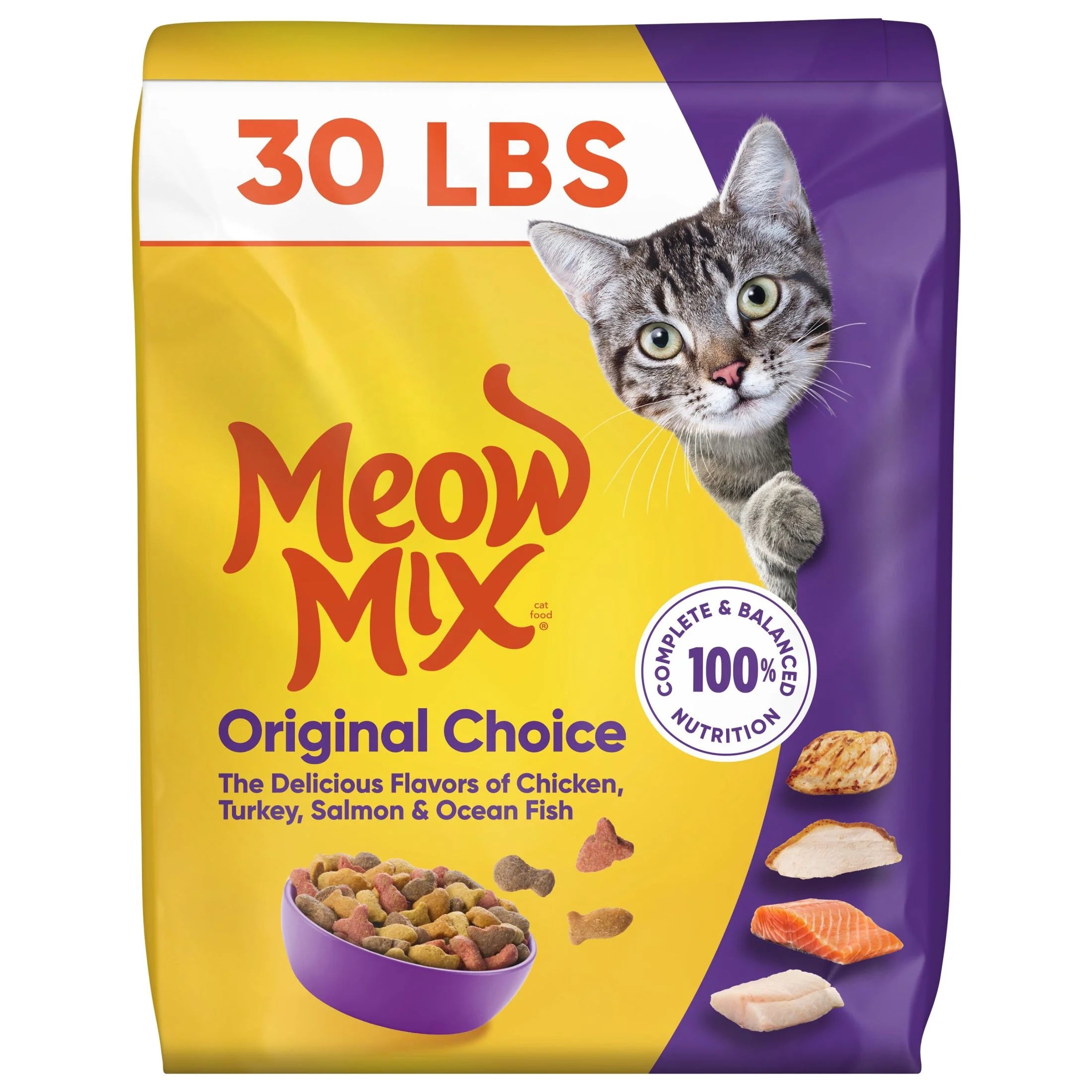 Original Choice Dry Cat Food, All Life Stages, Chicken, Turkey, Salmon & Ocean Fish Flavors, 30 Lb Bag