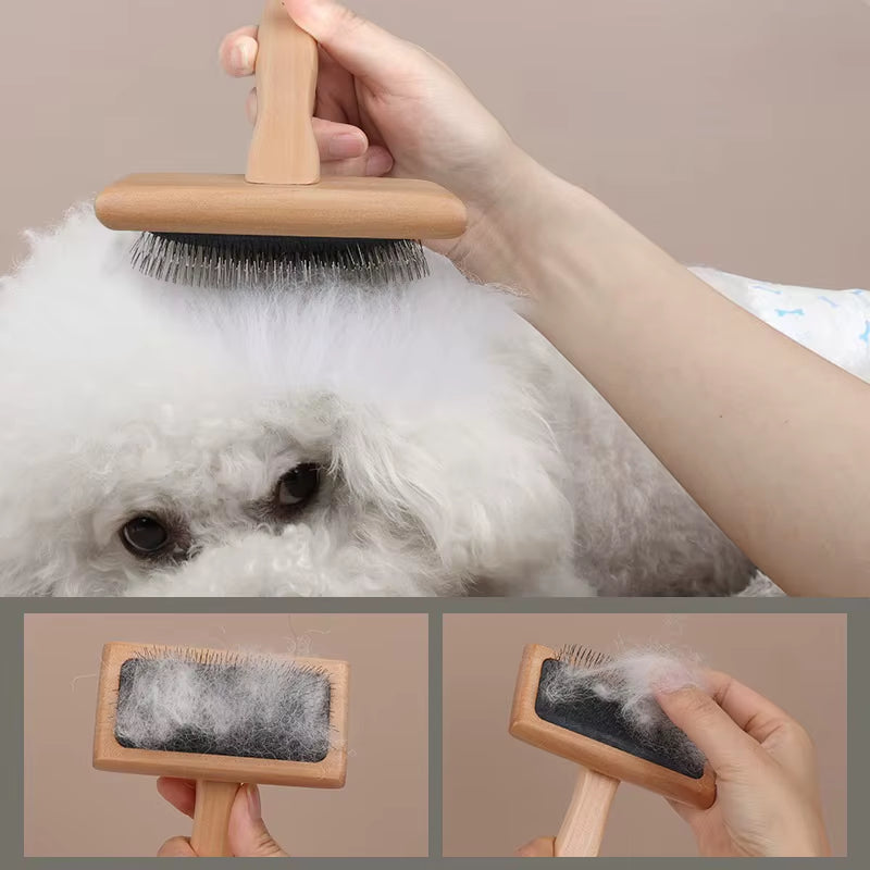 Professional Self-Cleaning Double-Sided Dog Slicker Brush - Low MOQ Wholesale Pet Grooming Tool for Cats and Long Hair Dogs