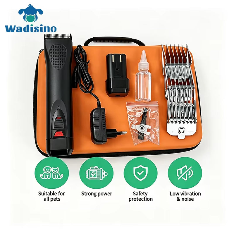 Whisper-Quiet Stainless Steel Pet Hair Clippers for Dogs - Professional Battery-Powered Grooming Solution
