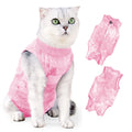 Cat Recovery Suit, Tie-Dye Post-Surgery Pet Clothing, Soft Stretch Fabric Cat Surgery Shirt with Back Button Closure, Prevents Licking and Biting after Spay/Neuter,Pink,L
