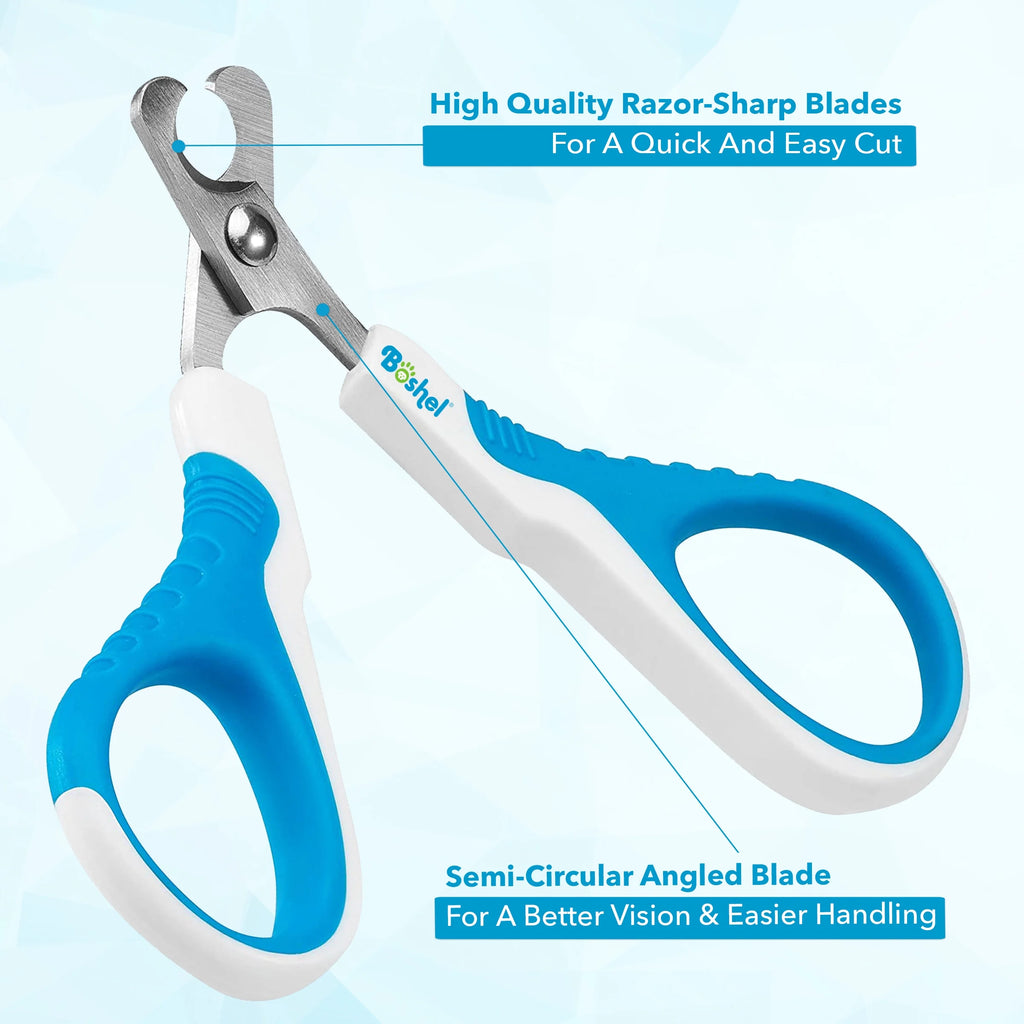 Ergonomic Comfortable Cat Nail Clippers - Stainless Steel Angled Blade Pet Grooming Scissors
