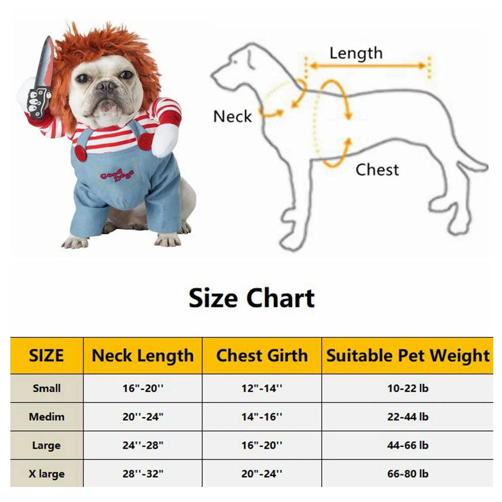 Pet Deadly Costume, Dog Funny Costume Christmas Cosplay Outfits Cute Clothes Adjustable Party Dress up Apparel Accessories for Small Medium Large Dogs