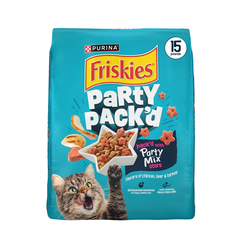 Purina  Party Pack’D with Flavors of Chicken, Liver and Turkey Crunchy Dry Cat Food, 15 Lb.