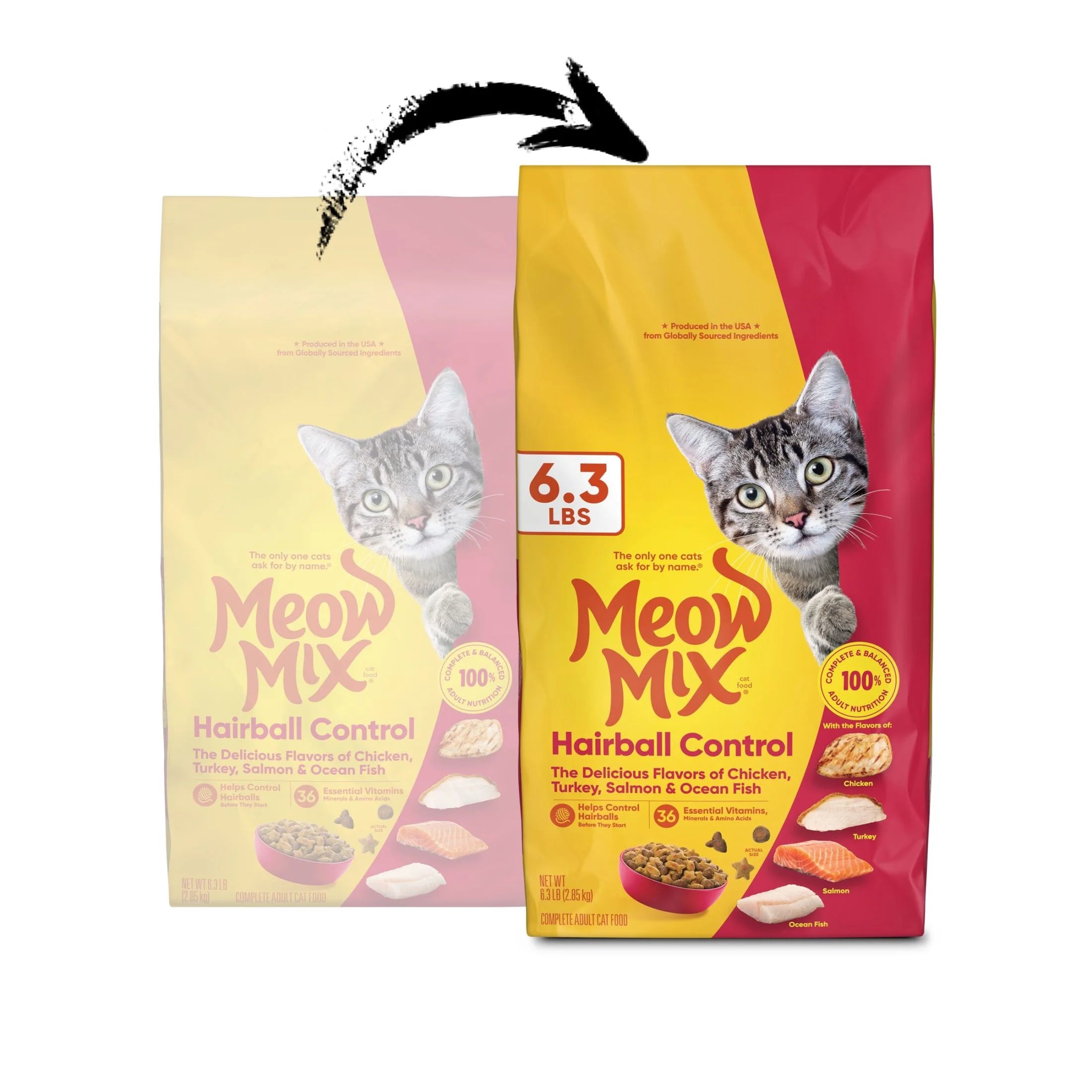 Hairball Control Dry Cat Food for Adult Cats, Crunchy Cat Kibble, 6.3 Lb Bag