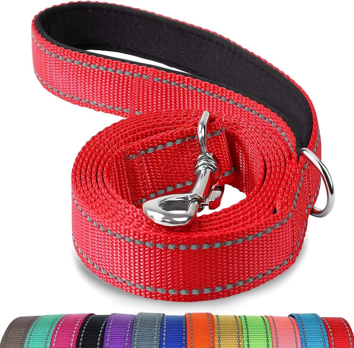 Double-Sided Reflective Dog Leash 6 FT/5 FT/4 FT Padded Handle Nylon Heavy Duty Leashes for Medium & Large Dogs Walking