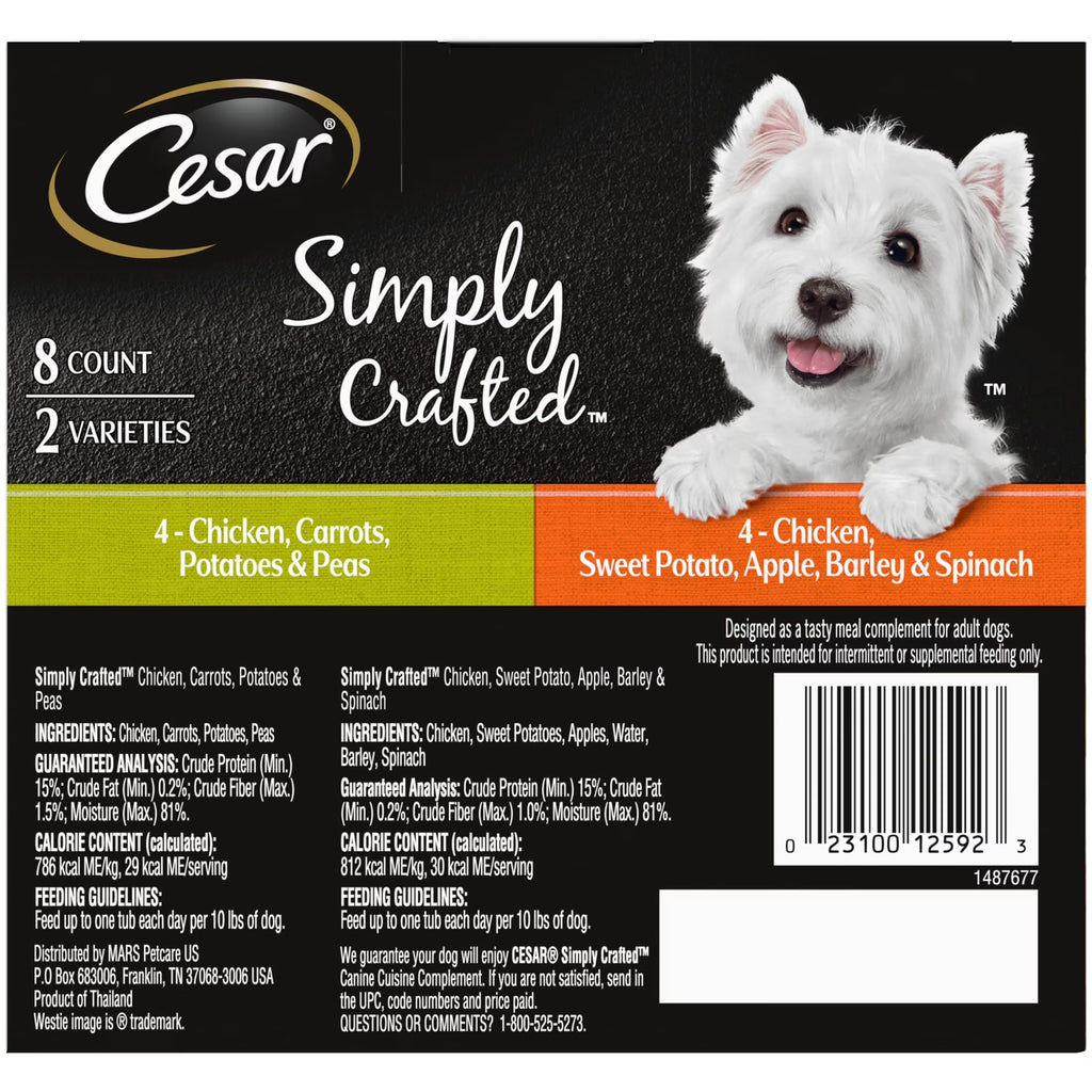 Simply Crafted Wet Dog Food Variety Pack, 1.3 Oz Tubs (8 Pack)