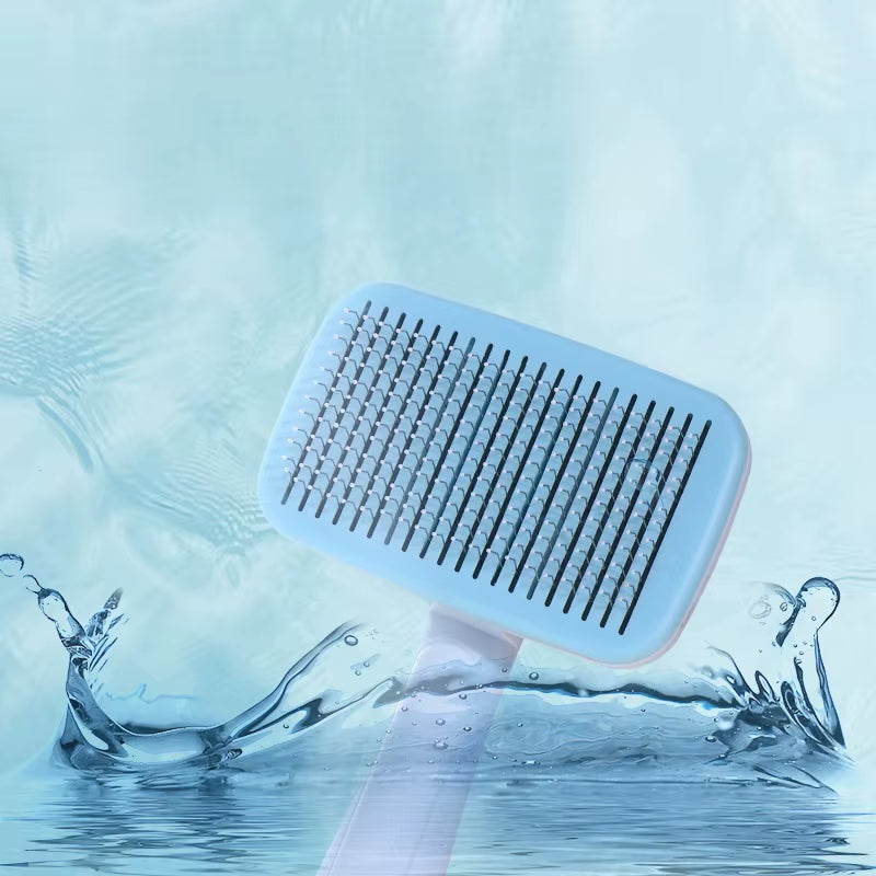 Self-Cleaning Ergonomic Pet Grooming Brush - Easy One-Key Hair Remover for Cats & Dogs, Skin-Friendly & Washable