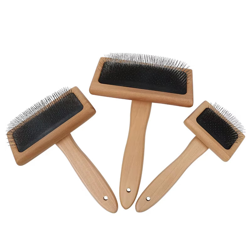 Professional Self-Cleaning Double-Sided Dog Slicker Brush - Low MOQ Wholesale Pet Grooming Tool for Cats and Long Hair Dogs