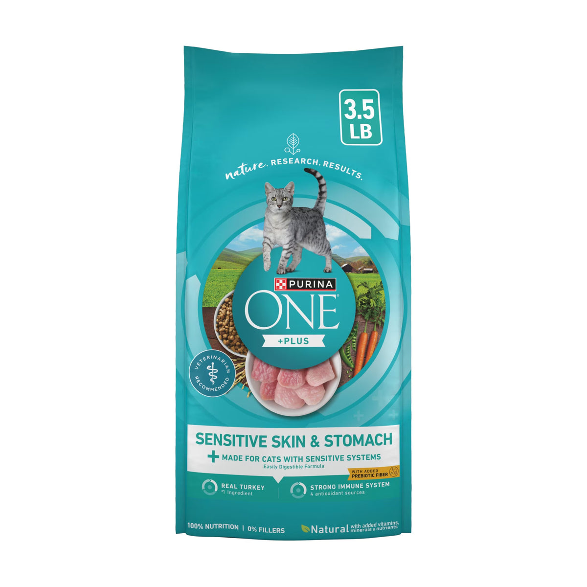 Sensitive Stomach, Sensitive Skin, Natural Dry Cat Food, +Plus Sensitive Skin and Stomach Formula, 3.5 Lb. Bag