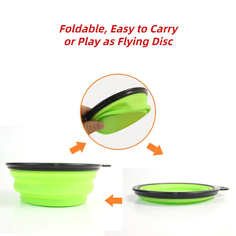 Green Collapsible dog bowl, Collapsing dog bowl,