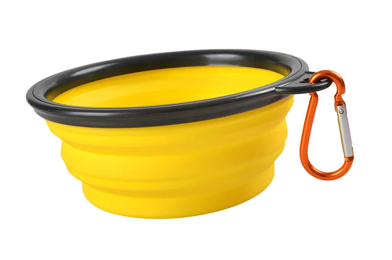 yellow Collapsible dog bowl, Collapsing dog bowl,