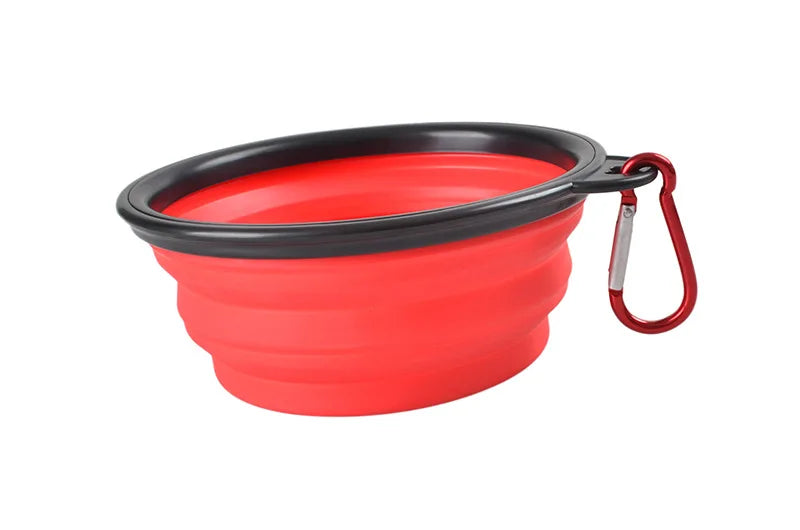 red Collapsible dog bowl, Collapsing dog bowl,