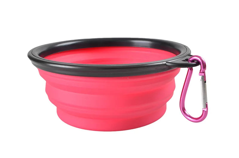 pink Collapsible dog bowl, Collapsing dog bowl,