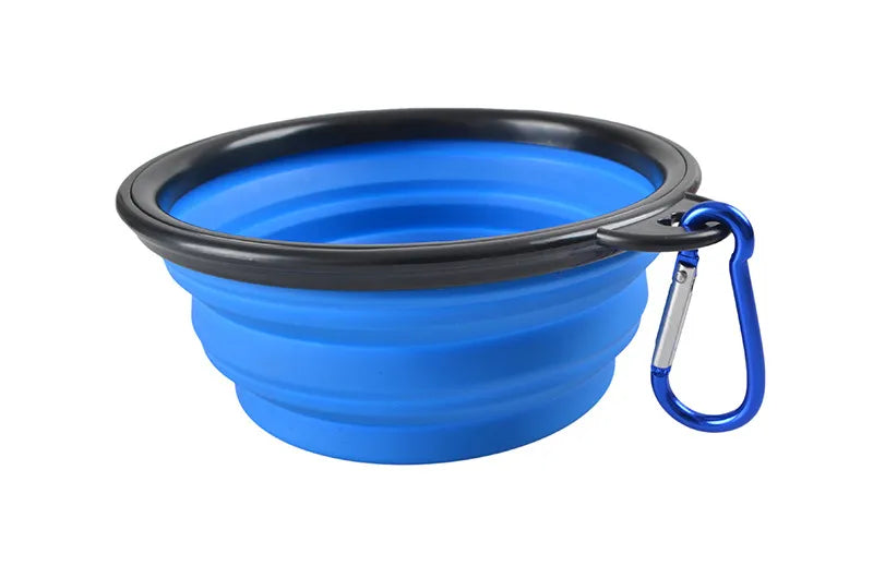 blue Collapsible dog bowl, Collapsing dog bowl,