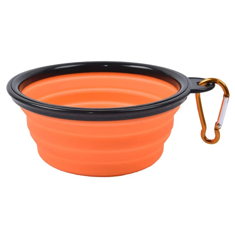 Orange Collapsible dog bowl, Collapsing dog bowl,