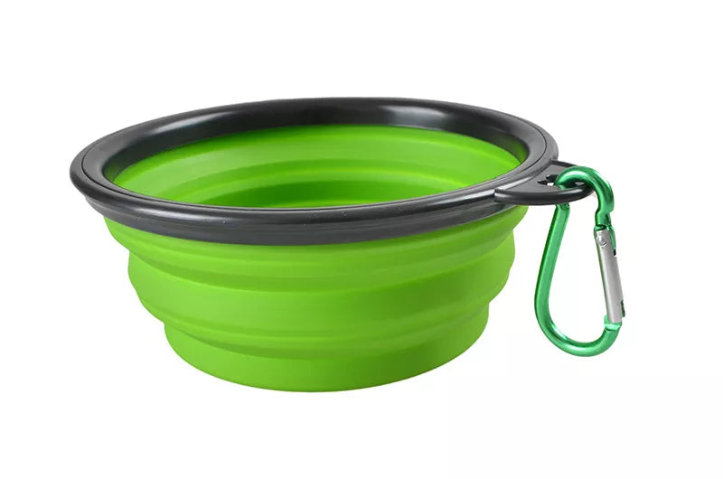 green Collapsible dog bowl, Collapsing dog bowl,